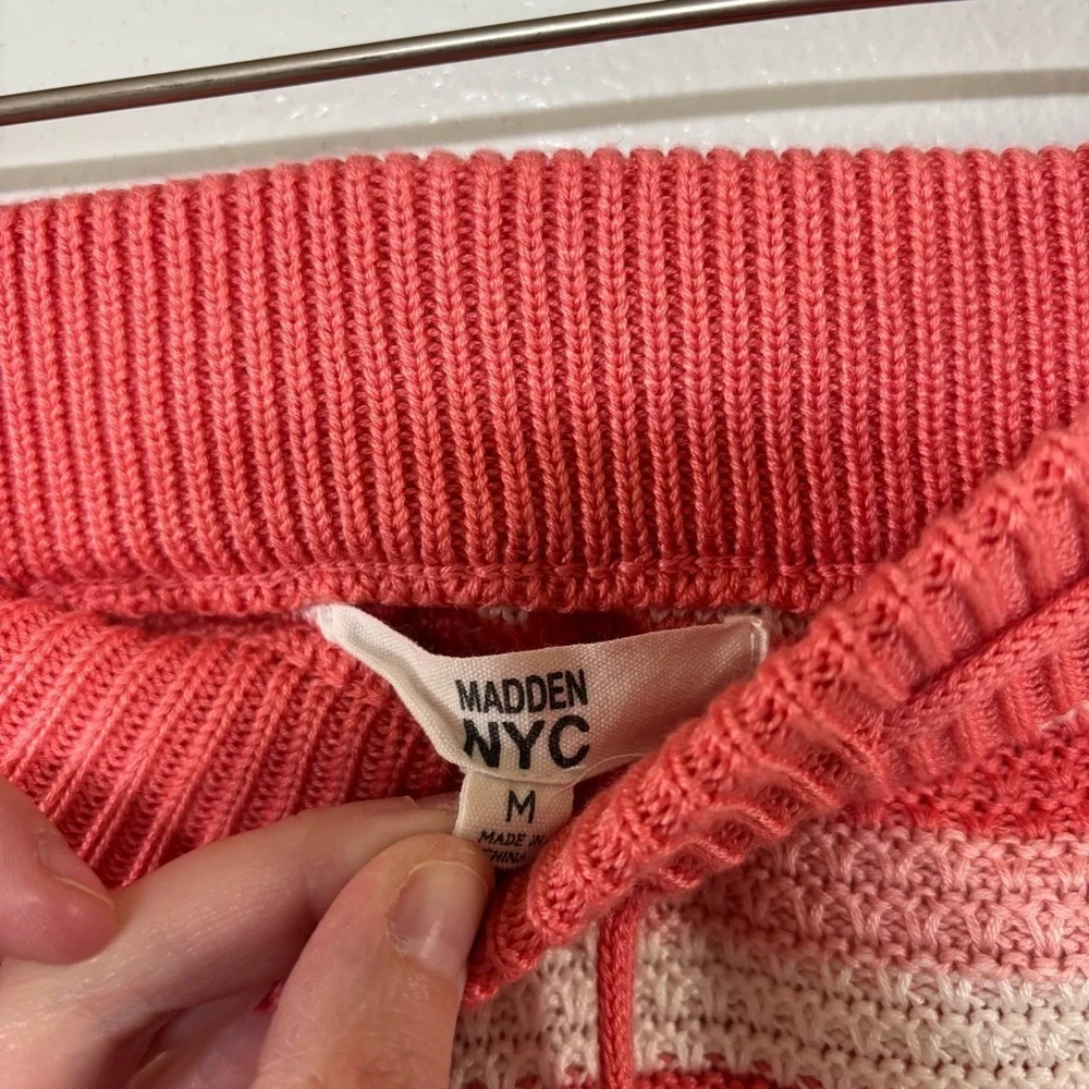 Steve Madden JR. Madden NYC Striped Coral and White Crochet Skirt Set M/L